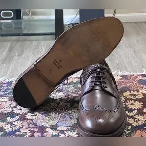 Gucci | Shoes | Gucci Signature Stripe Wingtip Brown Leather  display picture 2